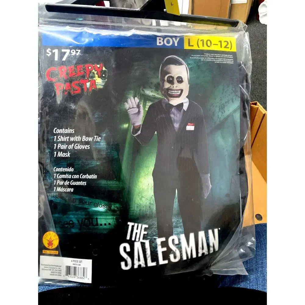 New Boys Creepy Pasta The Salesman - Halloween Costume L 10-12 Rubies